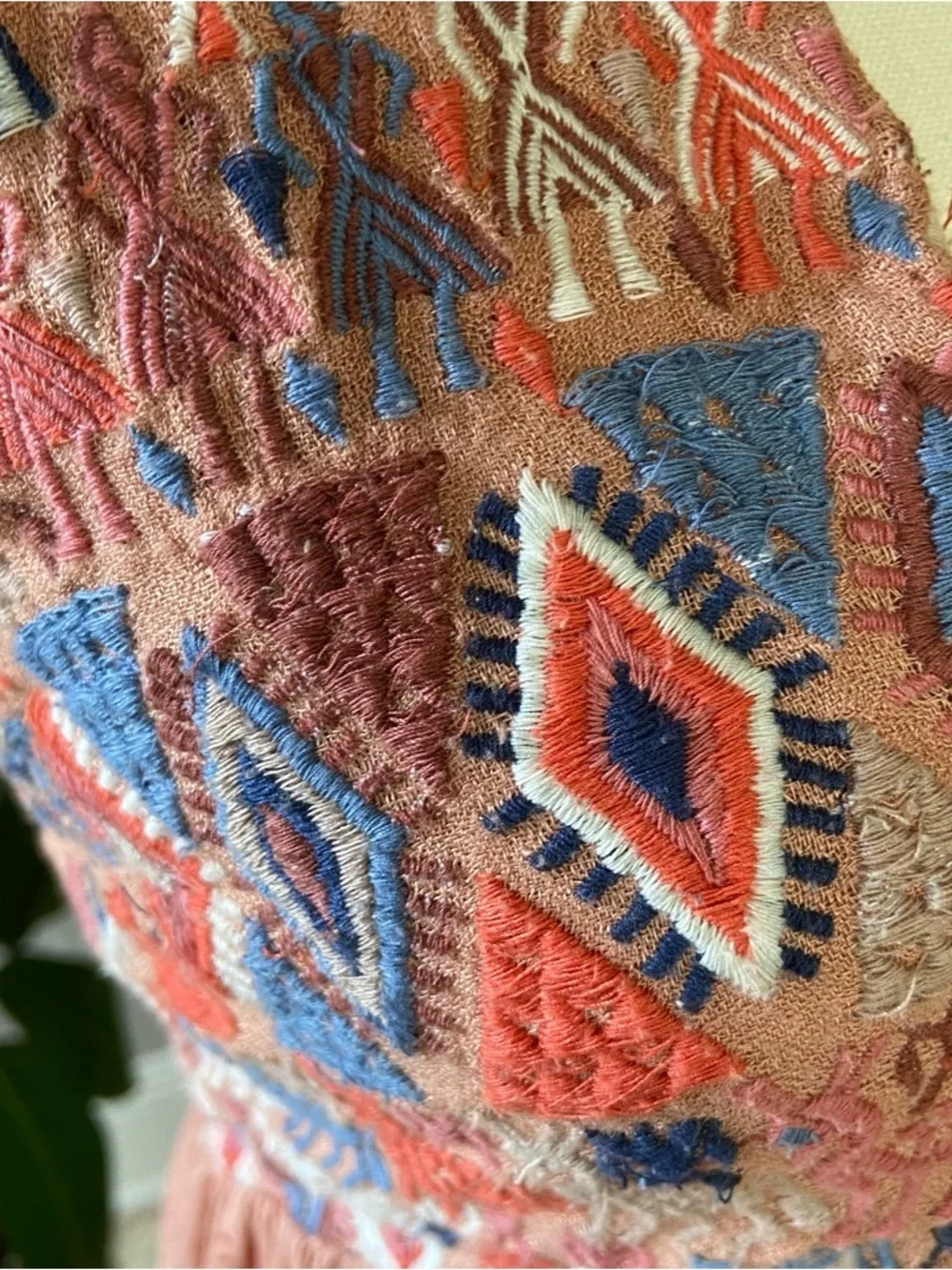 Free People Peruvian Paradise Halter Size S Embroidered Rusty Peach Hippie Boho